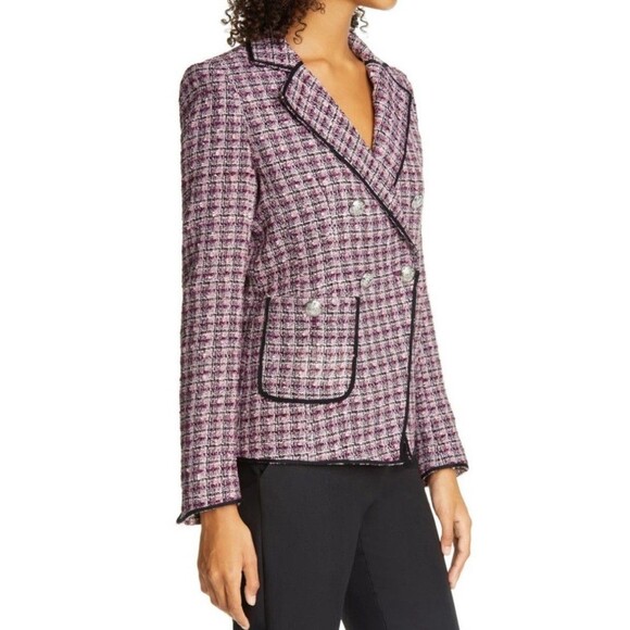 Veronica Beard Size 10 Double Breasted Theron Tweed Blazer Jacket Purple Pink - Picture 12 of 15